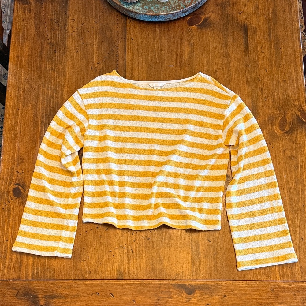 H & M Yellow & White Stripe Top Women’s Small